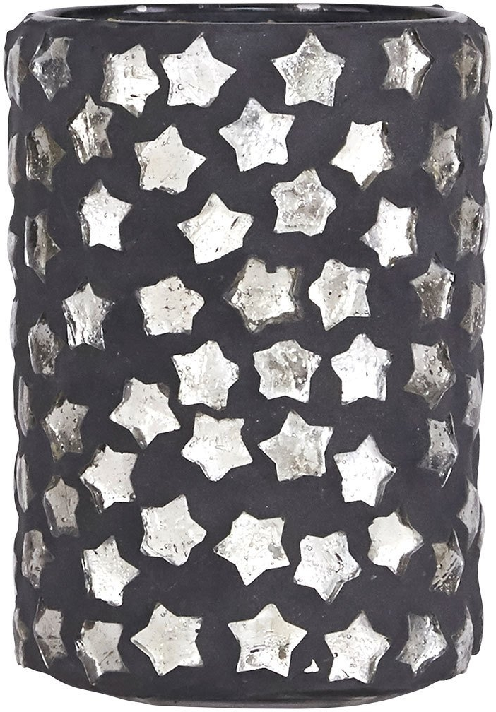 Fyrfadsstage / lysholder House Doctor Big Star glas mørkegrå/sølv Ø6,5 H9,5 cm