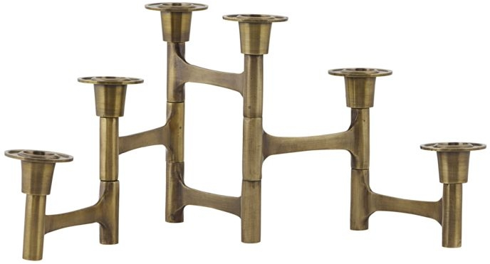 Lysestage House Doctor Move 6-armet i messing skulpturel dekoration H8-17 x L50 cm
