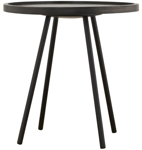 Sidebord House Doctor Juco Ø50 x H50 cm mørk natur i sortbejdset mangotræ og jern
