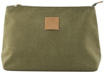 Toilettaske og makeuptaske House Doctor Toilettaske-serie armygrøn kanvas/læder/polyester 32x12x24 cm