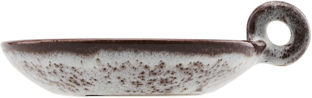 Lysestage House Doctor Freja fajance Ø14 x H5 cm hvid/brun
