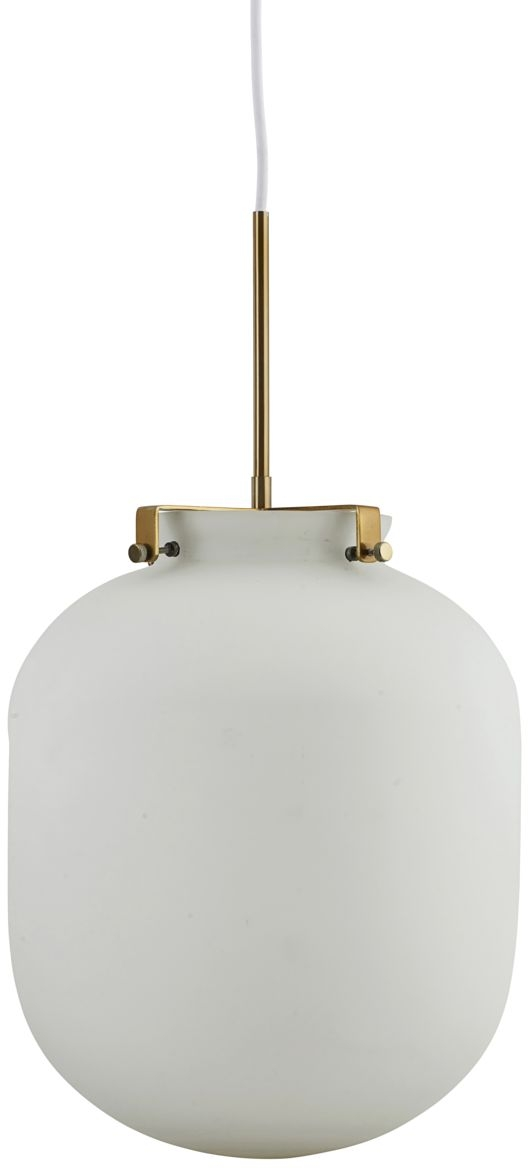 Pendellampe House Doctor Ball Ø30 x H35 cm mat hvidt glas med gulddetalje