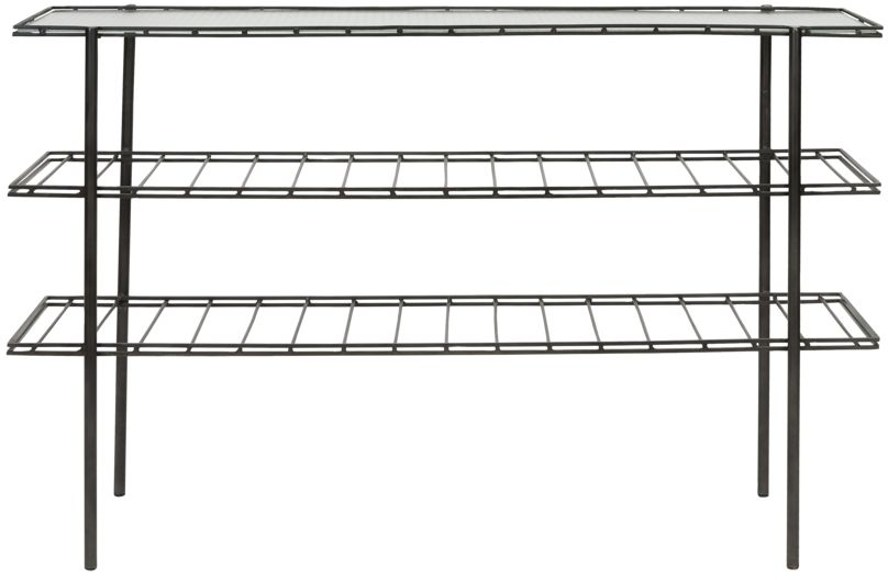 Konsolbord House Doctor Gany 3-hyldet i sort stålramme med glasplade H85ÃB130ÃD35 cm