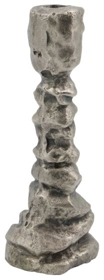 Lysestage House Doctor Raku antik sølv aluminium Ø6,5Ã20 cm håndlavet