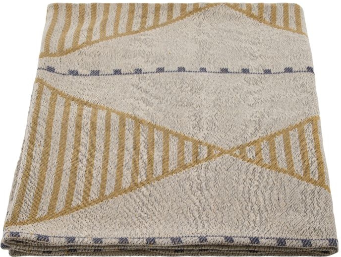Gulvtæppe House Doctor Jaipu sennepsgul 130x180 cm geometrisk jacquard bomuldspolyester