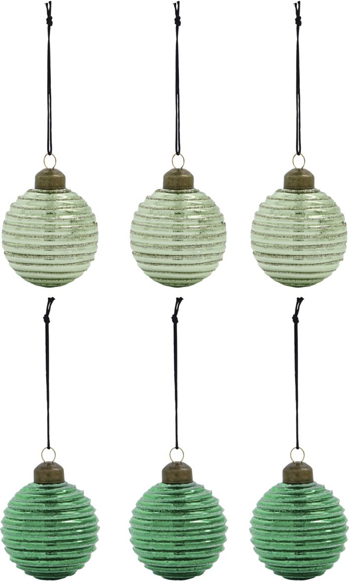 Julekugler 6-pak House Doctor Lolli ornament i glas og metal lysegrøn/grøn Ø6 cm