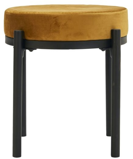 Skammel/taburet House Doctor Lao polyestervelour mørk oliven Ø40 x H45 cm