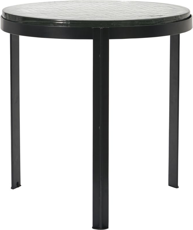 House Doctor Smoke sofabord i sort håndstøbt glas Ø50 x H50 cm med jernramme, minimalistisk sidebord til stuen