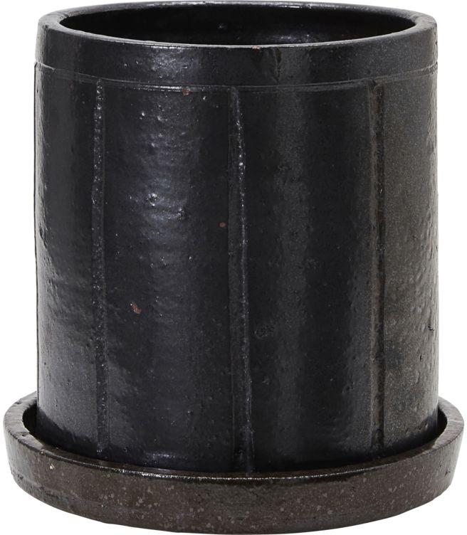 Urtepotte med underskål House Doctor Julian brun stentøj Ø22ÃH24 cm