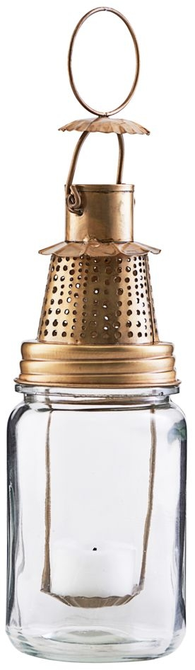 Lanterne House Doctor Fhia antik messing glas- og jern Ø8 x H22 cm dekorationslanterne