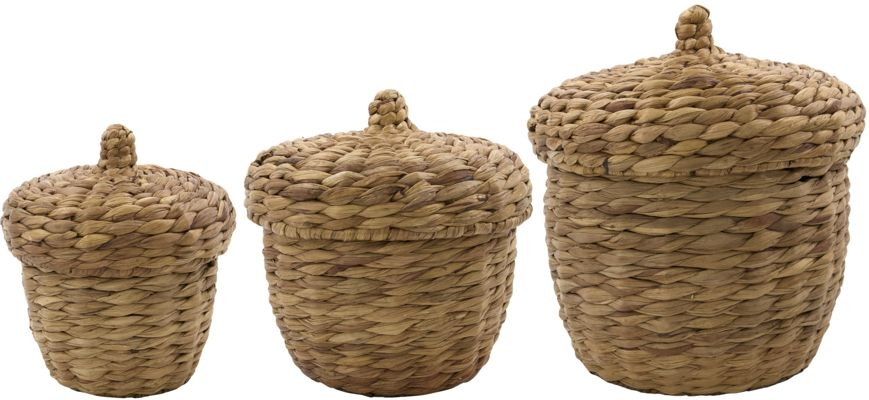 Opbevaringskurv med låg House Doctor Aske  -  Søgræs/Jern Ø33ÃH36 cm Natural