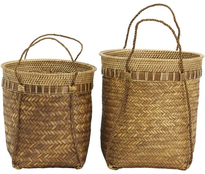 Opbevaringskurv House Doctor Balie bambus og rattan natur Ø35 cm
