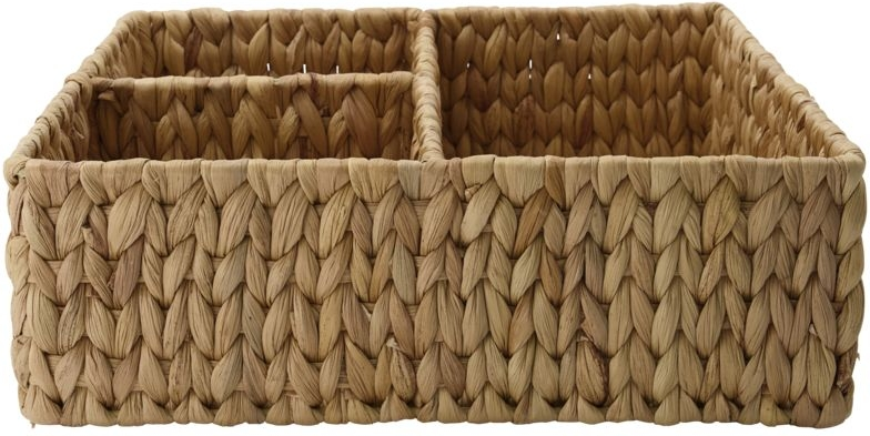 Opbevaringskurv House Doctor Store håndvævet vandhyacint natural 30Ã30Ã10 cm med 3 rum