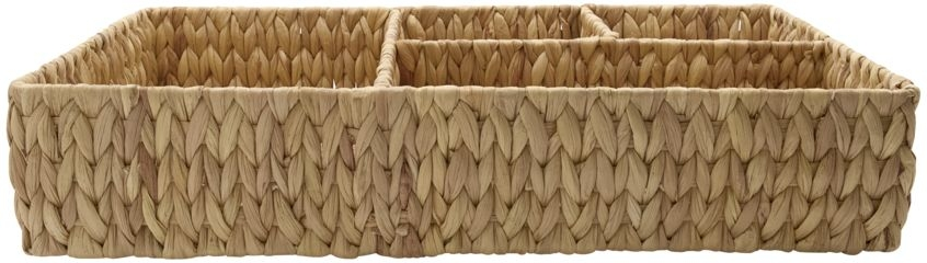 Opbevaringskurv House Doctor Store natural 4 rum håndvævet vandhyacint & ståltråd H10x30x50 cm
