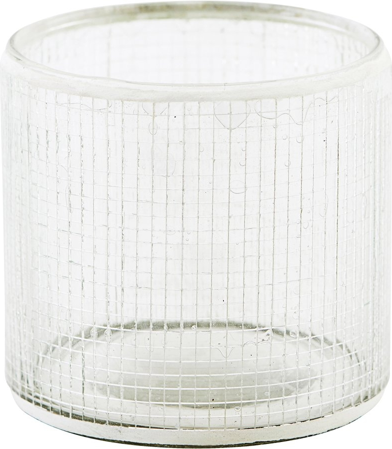 Lysestage House Doctor Check i glas og cement, sølv, Ø7,5ÃH7,5 cm