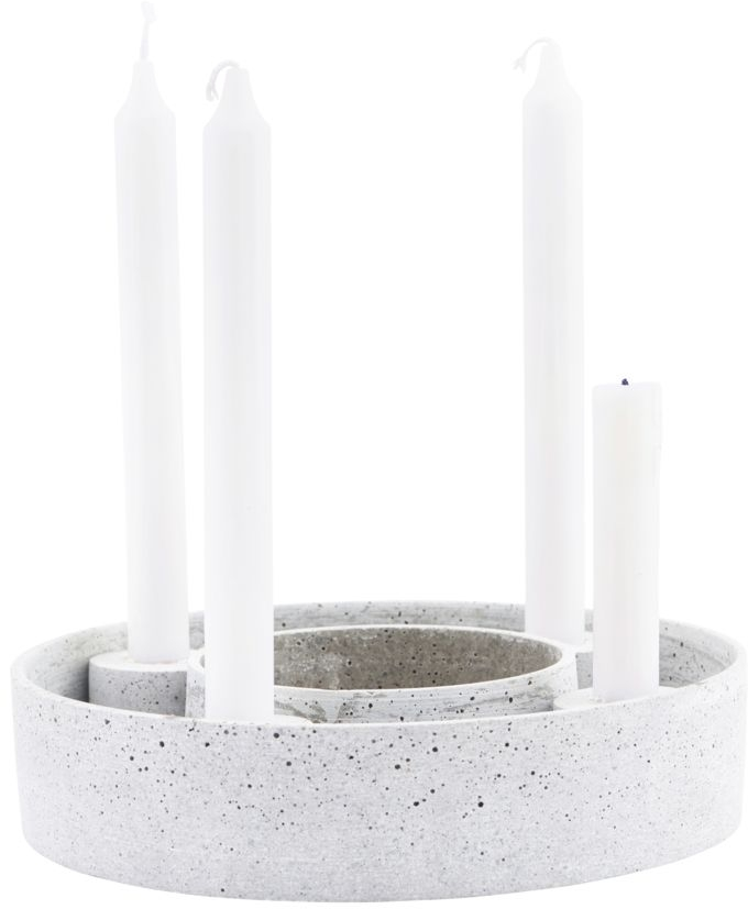 Lysestage House Doctor The Ring 4-armet polystone Ø26 cm grå boligdekoration