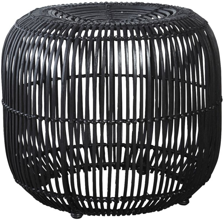 Skammel/fodskammel House Doctor Modern, sort rattan/jern Ø52ÃH46 cm