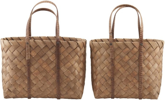 Strandtaskesæt House Doctor Beach  -  2 flettede shopper i gran og papir, natur