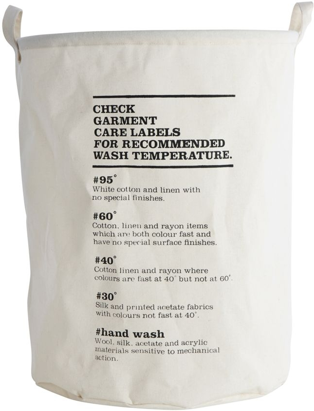 Vasketøjskurv House Doctor Wash Instructions vasketøjspose hvid Ø40 x H50 cm