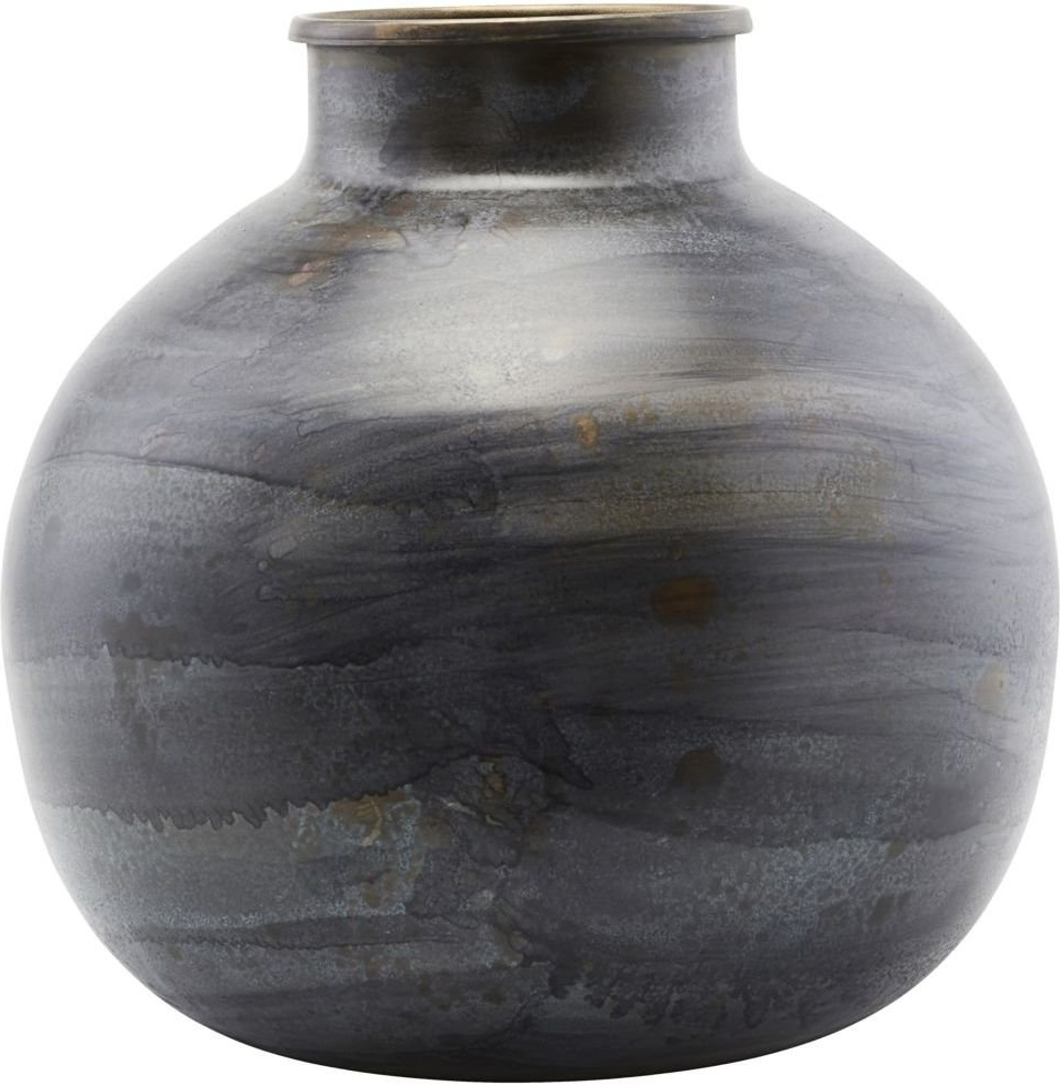 Vase House Doctor Etnik, dekorationsvase i messing blå, Ø30 x H30 cm