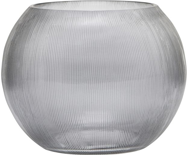 Fyrfadsstage lysestage House Doctor Chub grå rilleret glas Ø11 x H8 cm