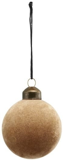 Ornament House Doctor Flock juleophæng lysebrun Ø5,5 cm glas fløjl
