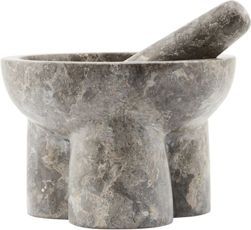 Morter med støder House Doctor Kulti marmor grå/brun Ø14 cm