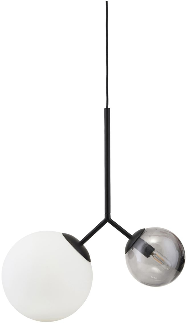 Pendel lampe House Doctor Twice i sort/hvidt glas 70 cm ophængslampe