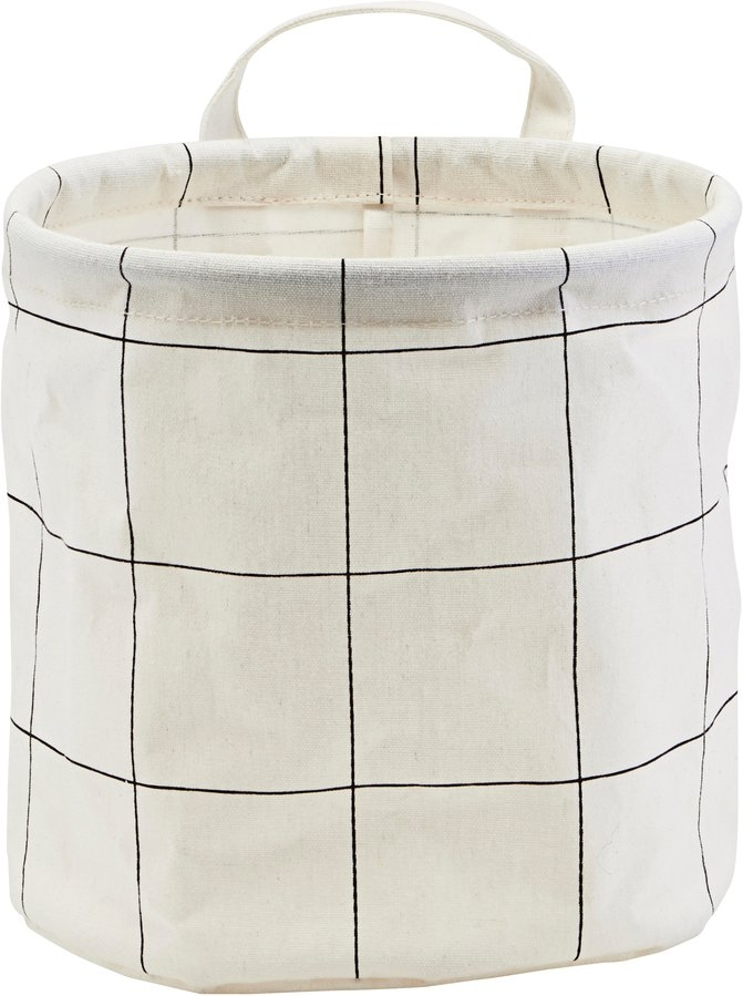 Vasketøjskurv & opbevaringskurv House Doctor Squares sort/hvid bomuldstekstil Ø20 x H20 cm