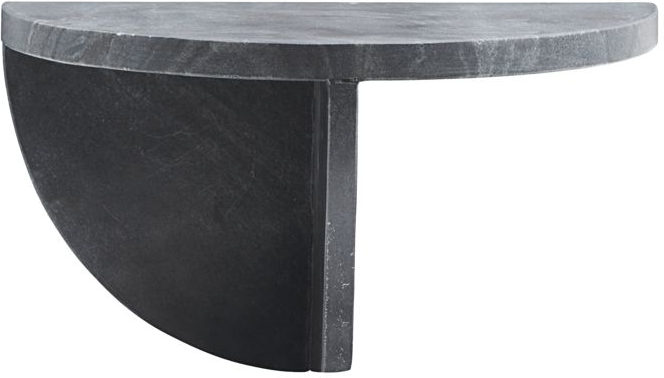 Sidebord House Doctor Mega i marmor og messing, mørkegrå, H18 x B36 x D18 cm