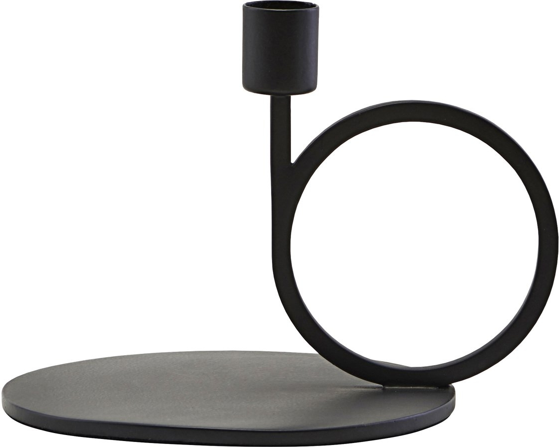Lysestage House Doctor Cirque geometrisk sort jern H12,8 cm