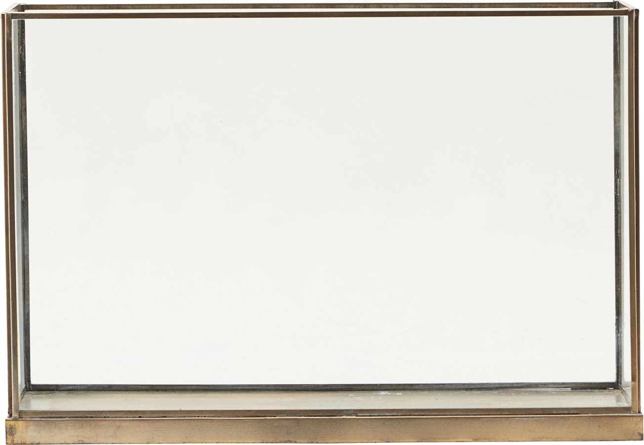 Displayboks House Doctor Advent  -  lysglas/lysholder, antik messingfinish, glas & jern, H27 cm