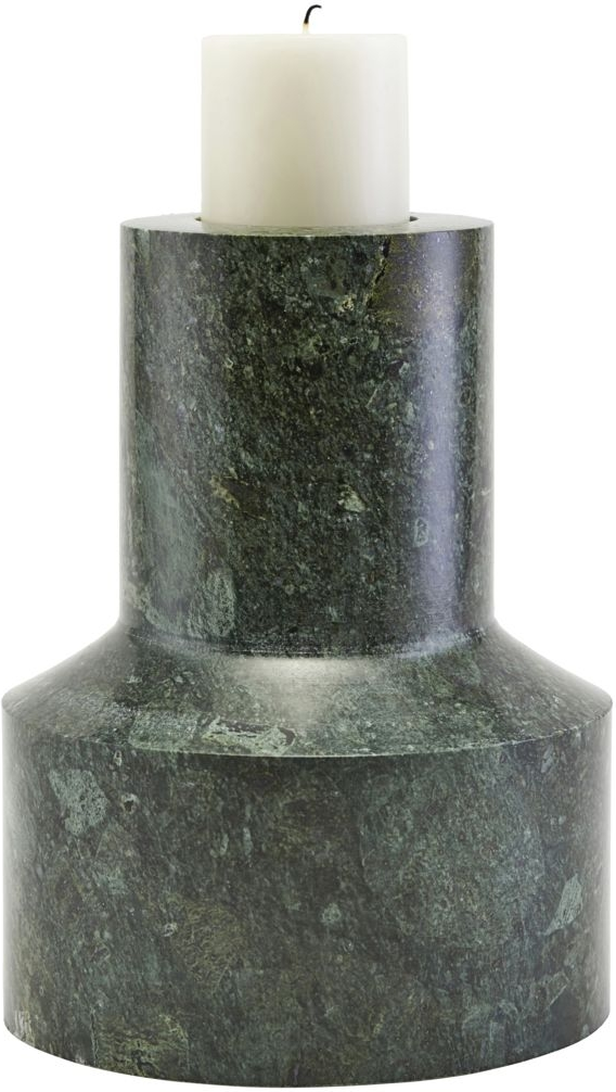 Lysestage House Doctor Chunk i grøn marmor Ø12 x H16 cm