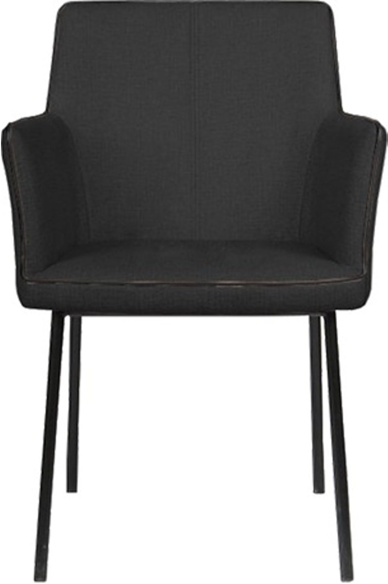Spisebordsstol med armlæn House of Sander Gefion mørkegråt stof og sort stålstel H87xB57xL62 cm
