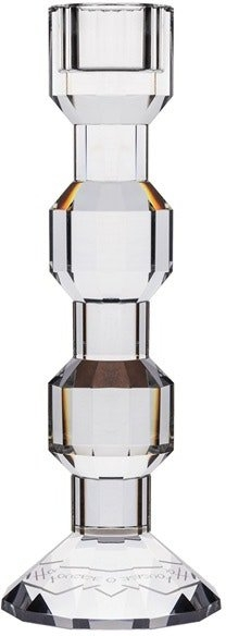 Lysestage House of Sander Iris i hvidt glas H18 cm skulpturel retro art deco
