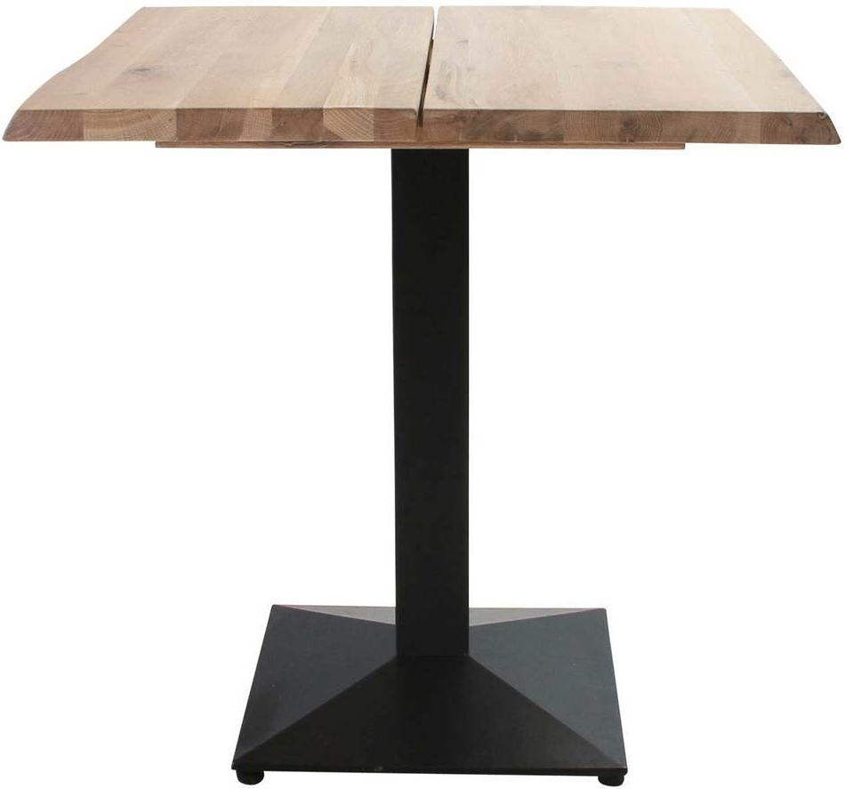 Cafébord House of Sander Curve komplet sæt - Curve plade og Austin Cafe stel, egetræ/jern, lys natur/sort, 80x80 H75 cm