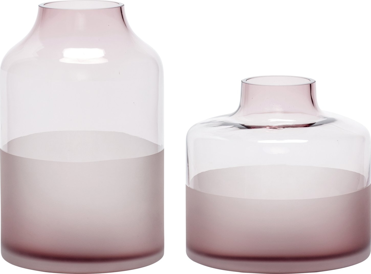 Vasesæt á 2 stk. Hübsch Guanting glasvaser rosa Ø17Ã16/Ø15Ã23 cm