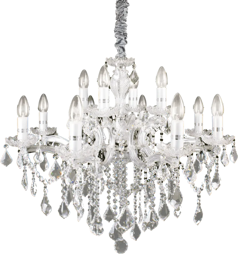 Pendellampe Ideal Lux Florian Ø72 cm krom med krystalglas justerbar højde 87 - 120 cm