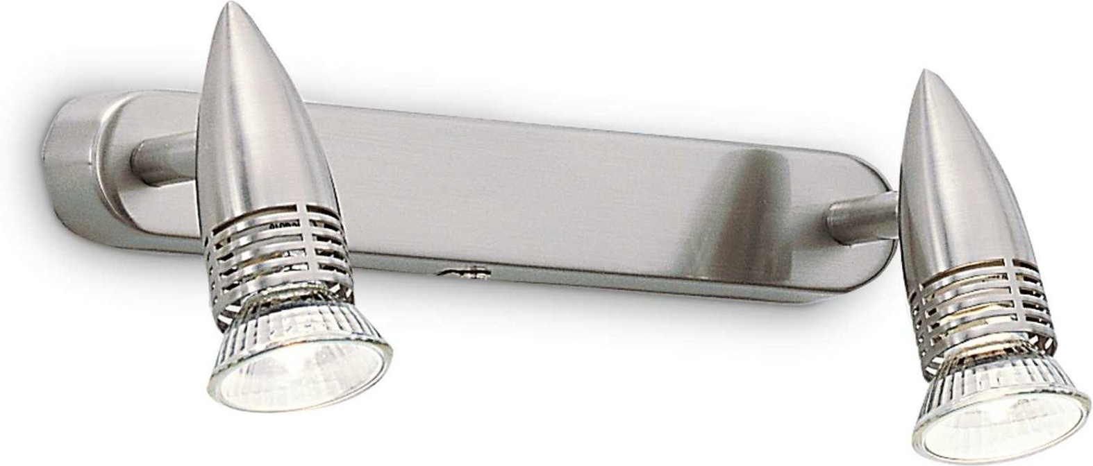 Væglampe Ideal Lux Alfa nikkelfinish  -  justerbar metallampe med 2xGU10 5W, 480 lm, 3000K, H11ÃB11ÃL29 cm