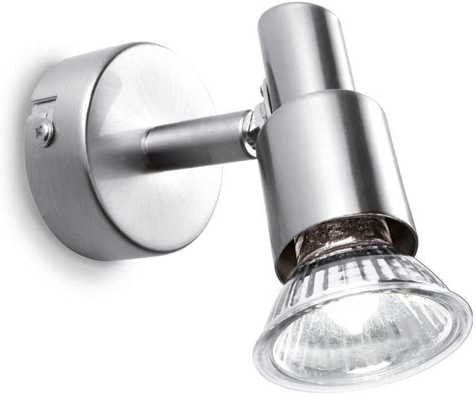 Væglampe Ideal Lux Slem satin nikkel  -  justerbar metal indendørslampe med GU10-pære H10xB6xD13 cm