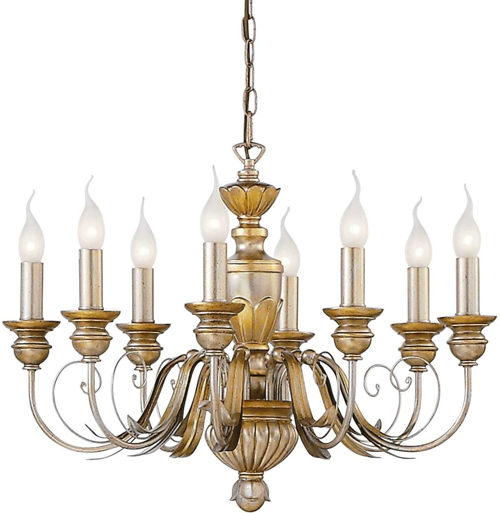 Pendel lampe Ideal Lux Firenze 8-armet bladguld metal Ø64 cm justerbar højde