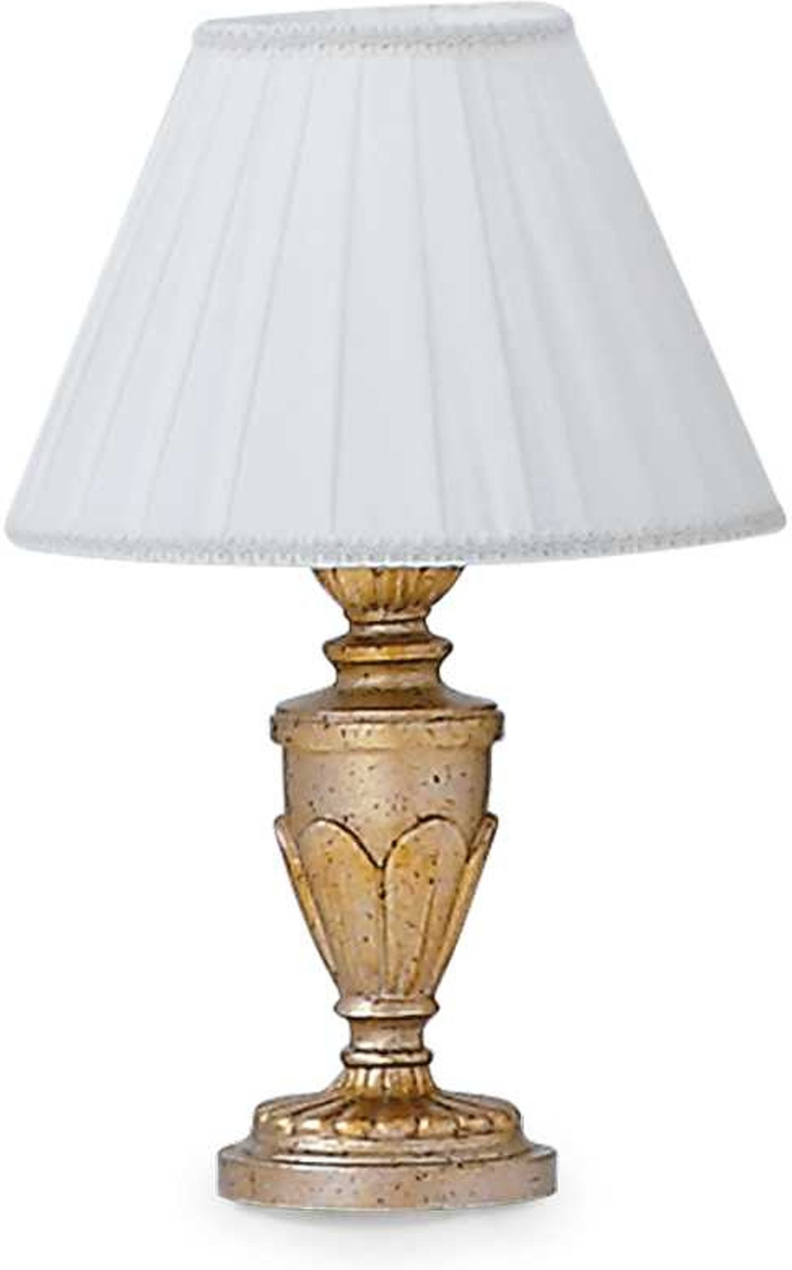 Ideal Lux Firenze bordlampe bladguld metal med stofskærm Ø24 x H35 cm