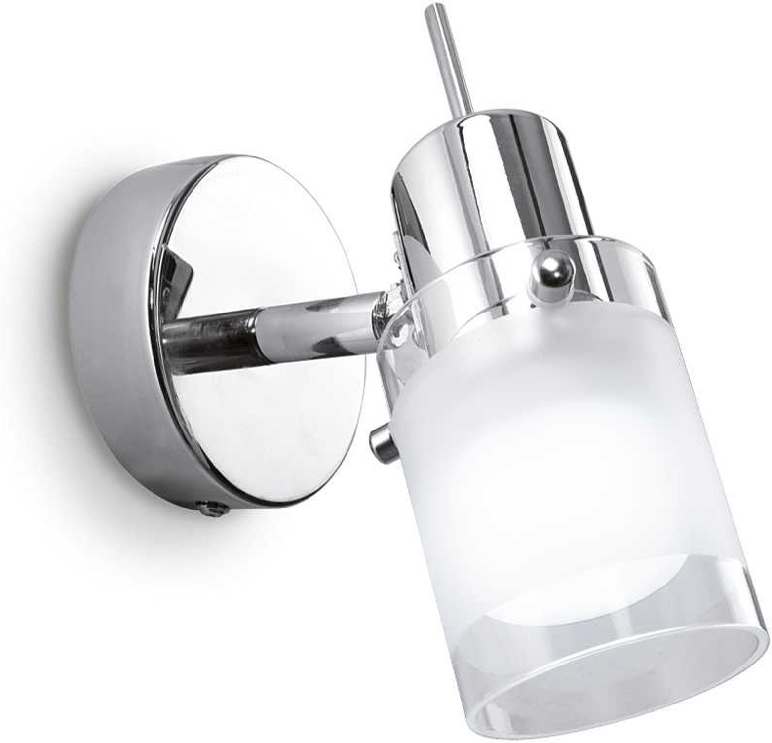 Ideal Lux Elis væglampe krom med justerbar reflektor, sandblæst Pyrex glas og E14-fatning