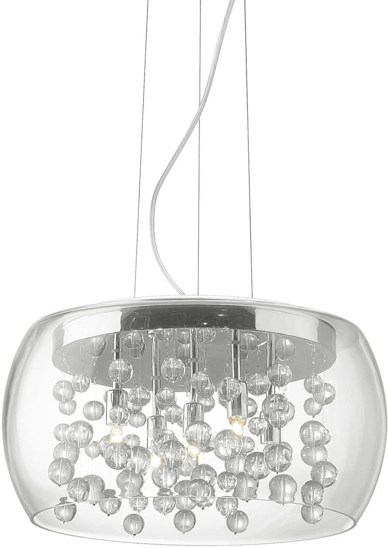 Pendel lampe Ideal Lux Audi-80 i krom og klar/røget glas Ø400 mm justerbar højde 260-2350 mm
