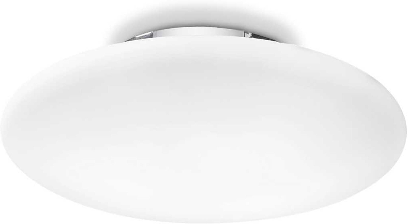 Loftlampe Ideal Lux Smarties Ø60 x H12 cm Hvidlakeret Metal og Hvidblæst Glas 3x60W E27