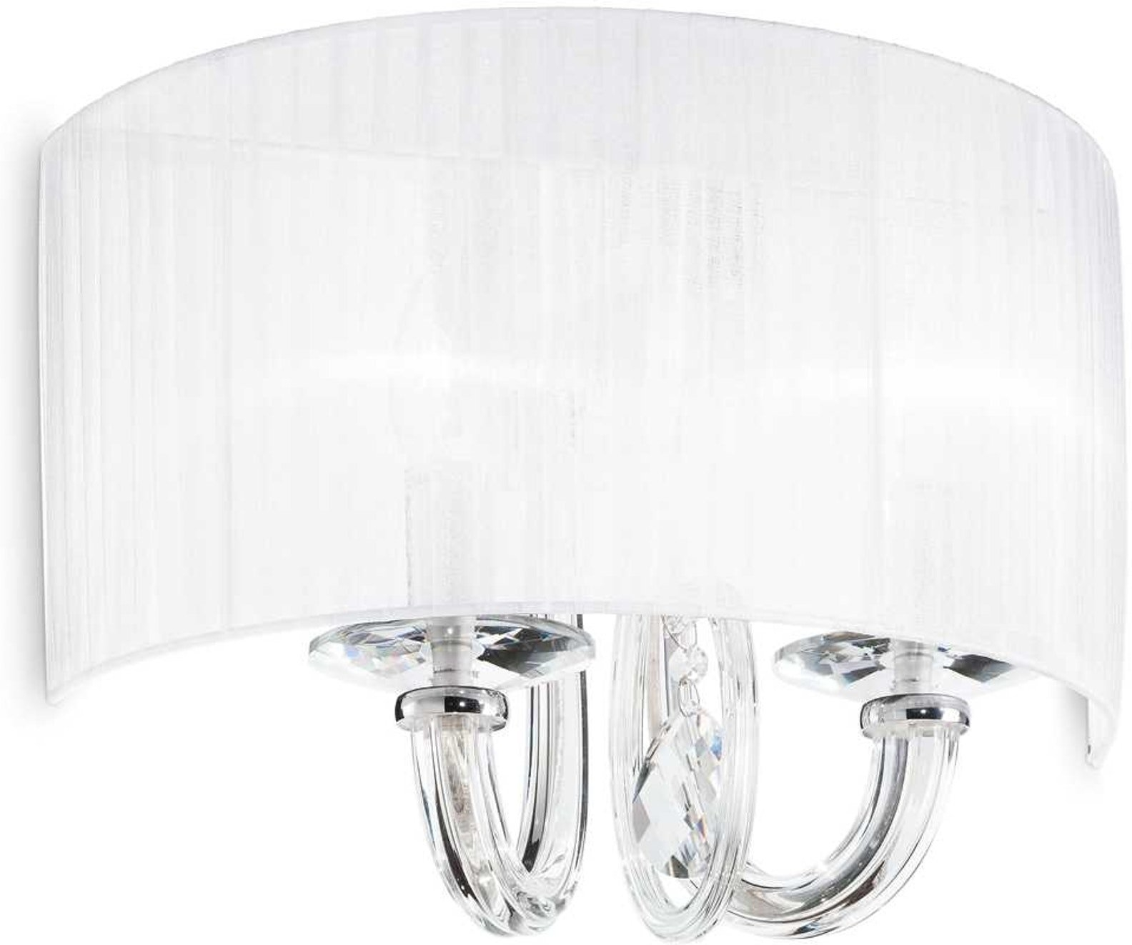 Væglampe Ideal Lux Swan hvid/krom 44 x 30 x 22 cm glas med krystaldetalje væglys