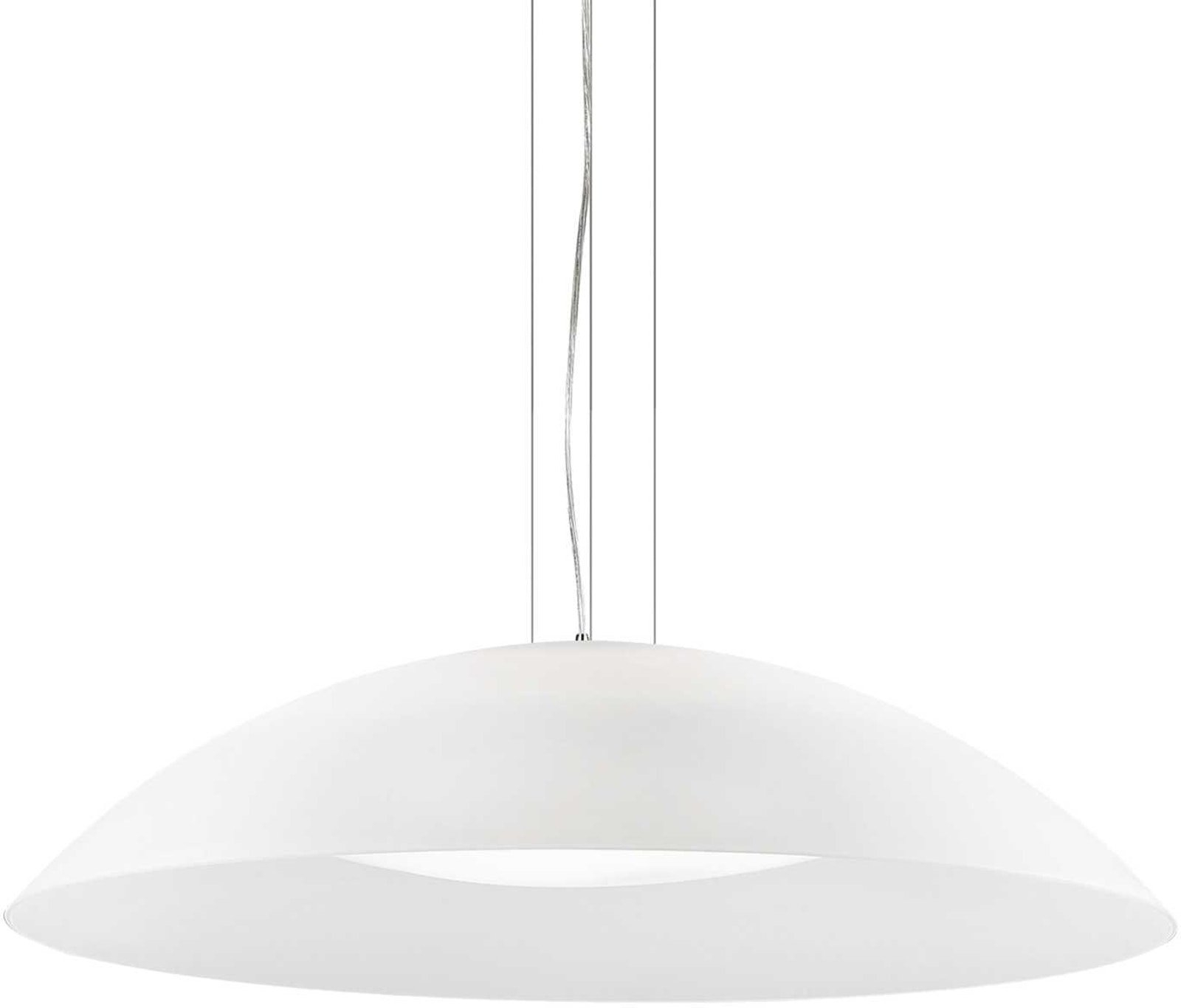 Pendel lampe Ideal Lux Lena glas hvid/krom Ø74 cm justerbar højde 25 - 234 cm 3xE27 ophængslampe