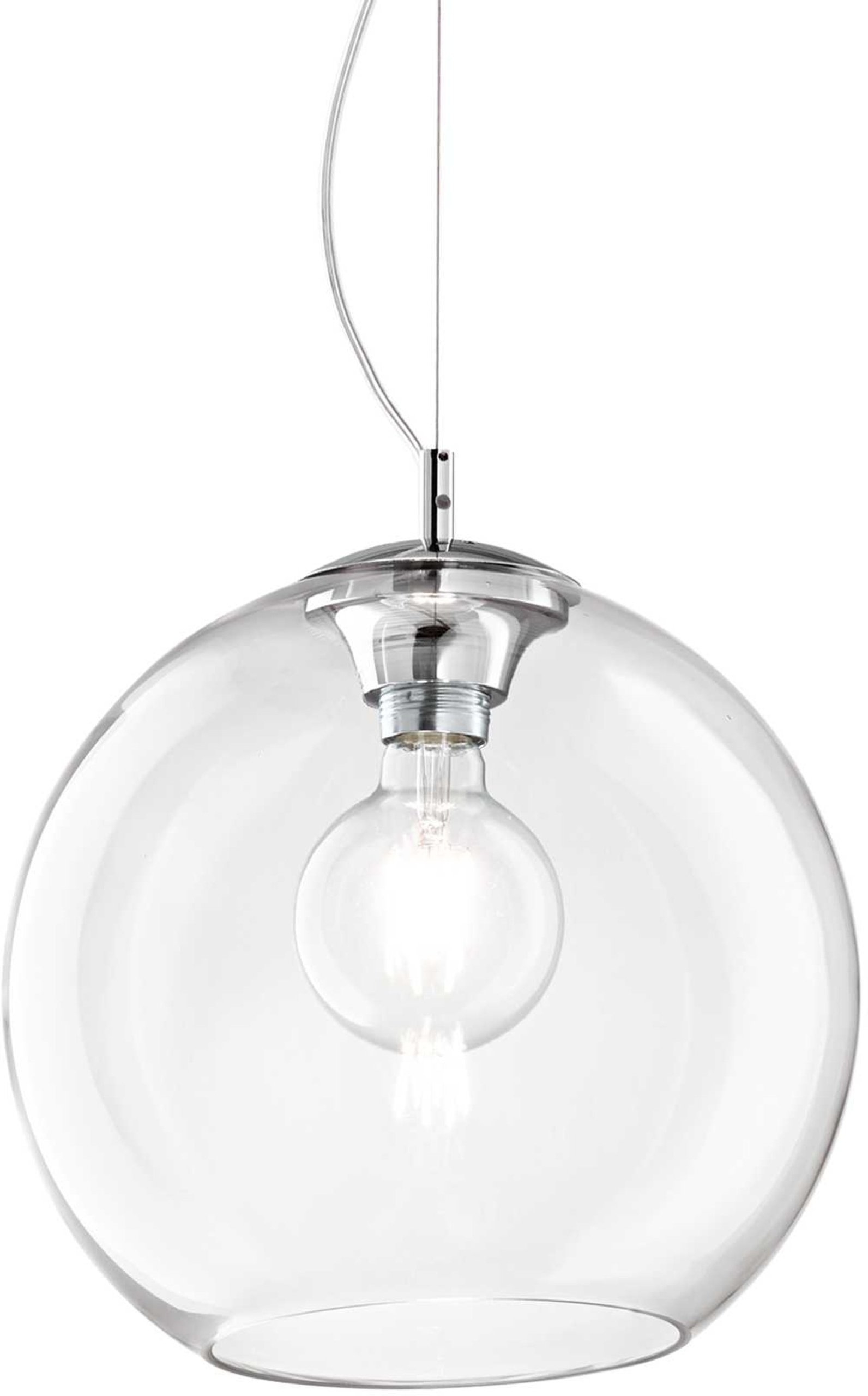 Pendellampe Ideal Lux Nemo Ø400 x H430-2520 mm gennemsigtig/krom loftslampe i metal og glas