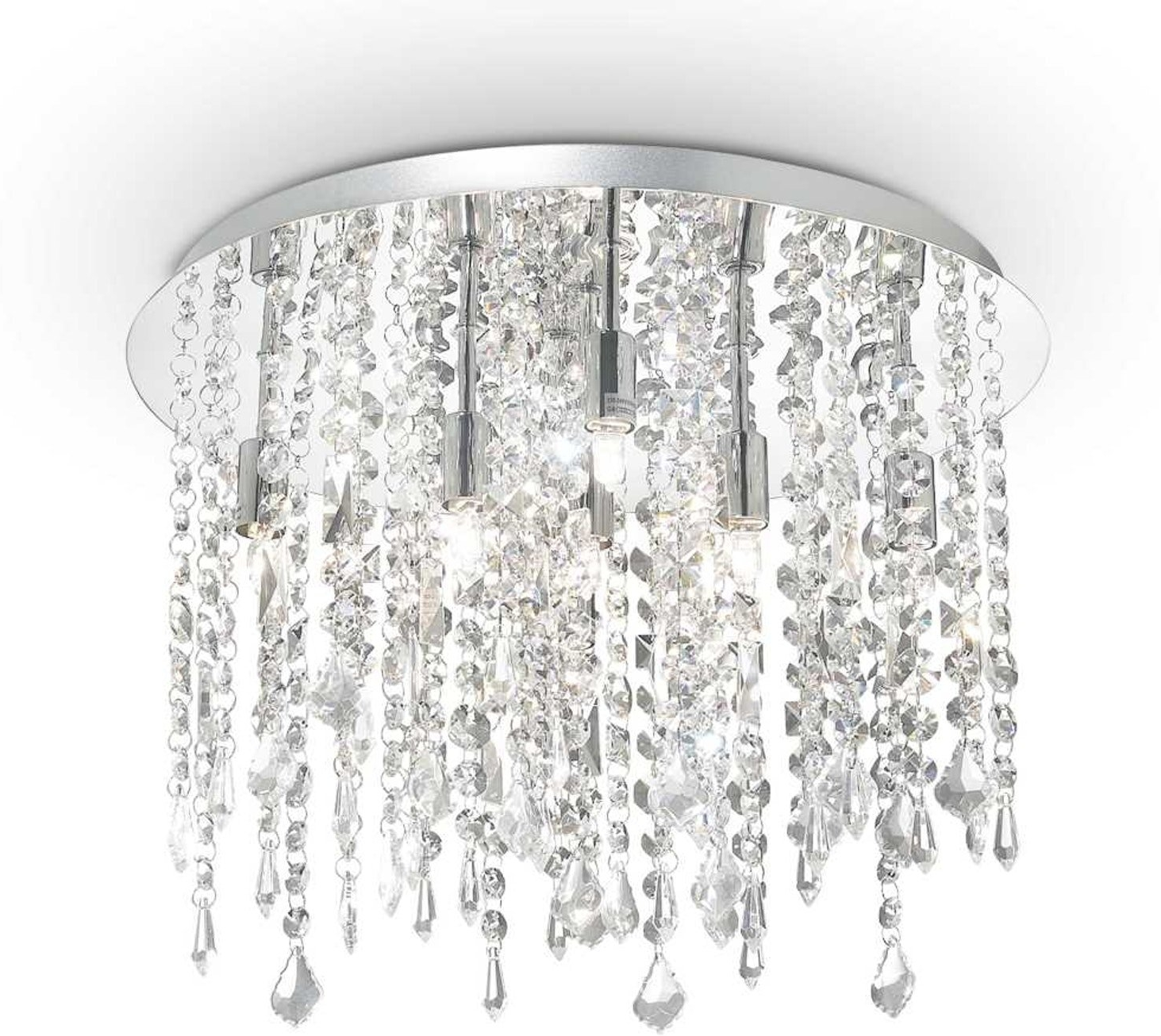 Loftslampe Ideal Lux Royal Ø40 cm H30,5 cm krom med krystaller