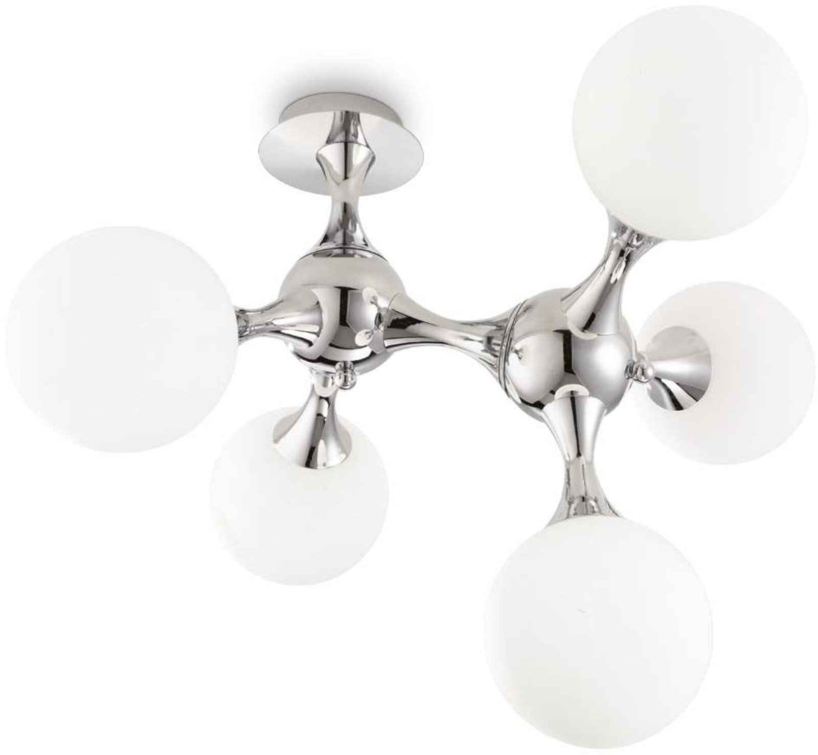 Loftlampe Ideal Lux Nodi 5xE14 metal/glas hvid/krom